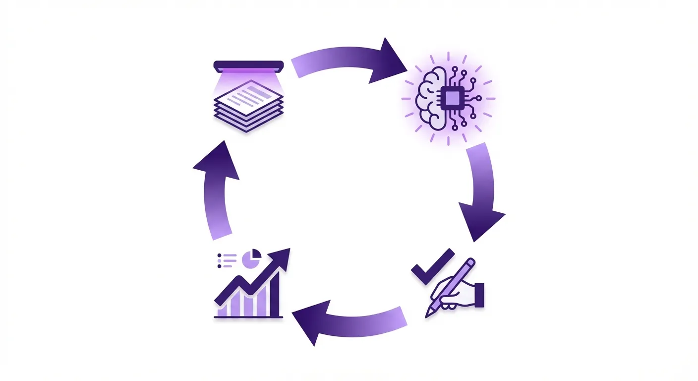 AI学習ループ: 読取→修正→学習→自動補正